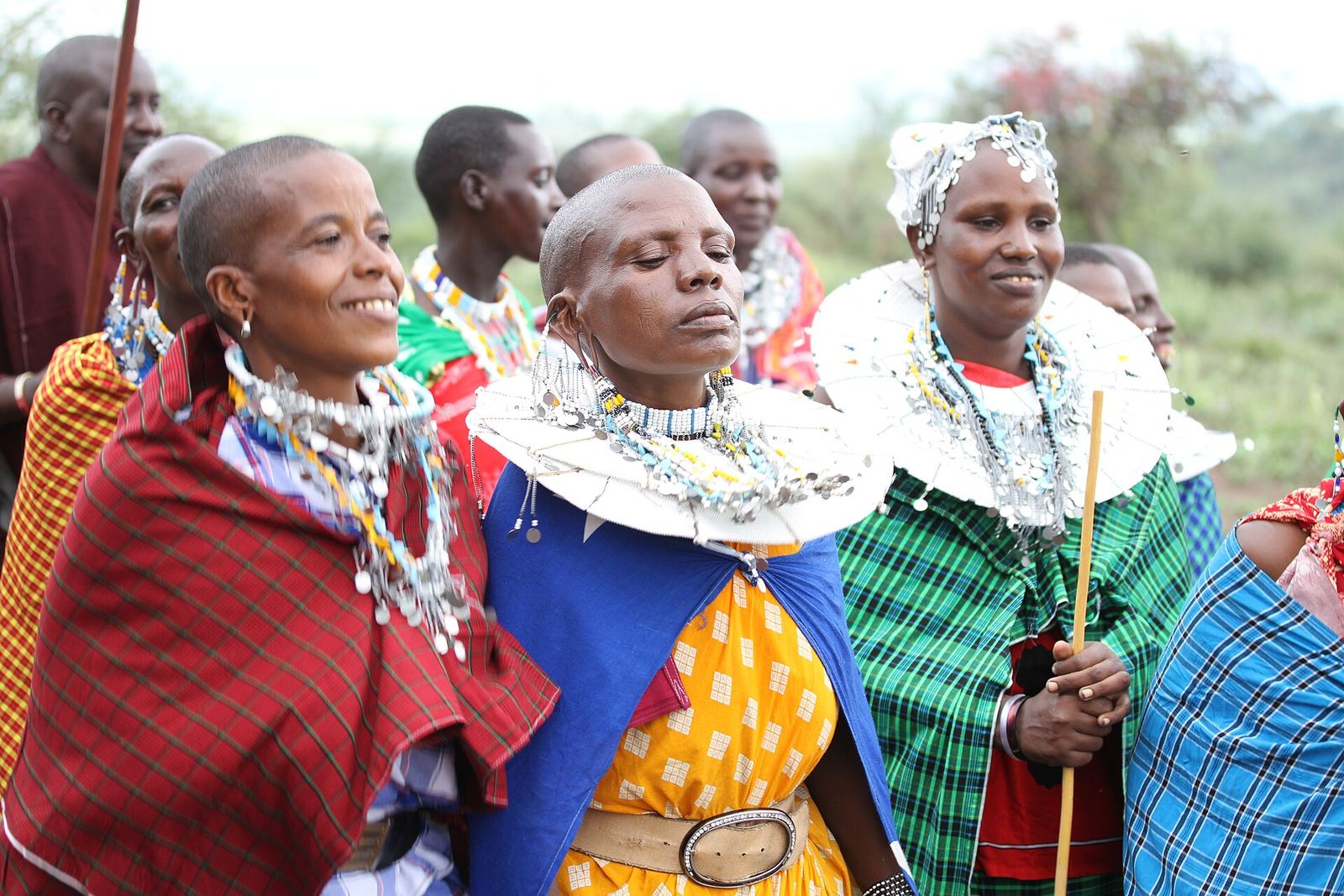 Maasai women in traditional beadwork